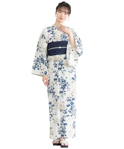 [SOUBIEN] ソウビエン 浴衣 3点 セット floro レディース (浴衣/兵児帯/下駄) フリーサイズ 紺瑠璃の実あそび×紺 ykt10139-obs00329