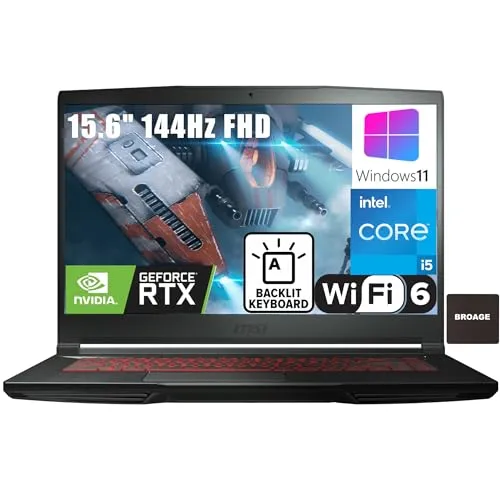 MSI GF63 薄型 15.6インチ 144Hz FHD ゲーミングノートパソコン Intel Hexa-Core i5-11400H (Beat i7-10875H)、32GB DDR4 RAM、1TB PCIe SSD、GeForce RTX 305