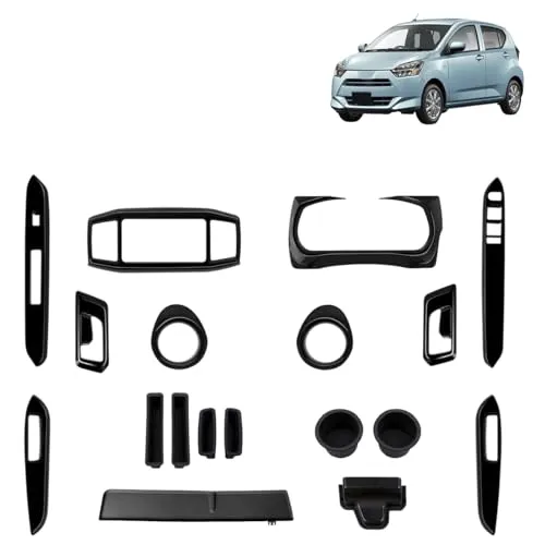 Alysianov For新型ミライース LA350S LA360S ドアウィンドウスイッチパネル＋ドアハンドルカバー＋エアコン吹き出し口パネル＋メーターフード パネル カスタムパーツ アクセサリー 18P (ピアノブラック＋シリコンパーツ)