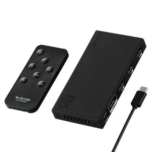 エレコムHDMI切替器8K60Hz3入力1出力リモコン付き【自動・手動切替が選べる】PS5・4/NintendoSwitch/FireTVStick他DH-SW8KB31BK/E