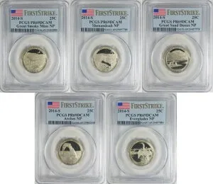 2014-S PCGS PR69DCAM 25セント クォーター NP国立公園 5枚組コインセット ~FIRST STRIKE #1
