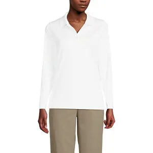 ランズエンド レディース トップス Tシャツ ポロシャツ ミニ Women's Lands' End Long Sleeve Feminine Fit Rapidry Polo Shirt White ホワイト