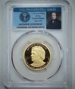 2011-S 1ドル 大統領記念金貨 17世紀 アンドリュー・ジョンソン PCGS PR69DCAM 24hwl0602
