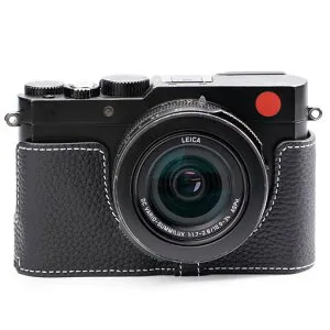 LEICADLUX(Typ109)専用レトロな本革手作りのハーフケースカメラ保護カバー適用Leicadluxtyp109底面開閉電池交換三脚取り付け可能キズ摩耗防止(黒色－白線)