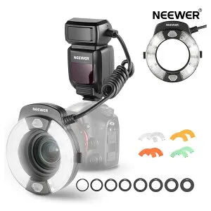 【P5倍+1000円OFF券】NEEWER RF1-S マルコリングフラッシュ 76Ws GN15 5600K TTL スピードライト 1-1/128出力 先幕/後幕シンクロ カラージェル/レンズアダプターリング付き クローズアップ&マクロ撮影用 Al