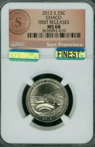 2012 S チャコ ロゴ パークス クォーター NGC MS68 PQ FR MAC FINEST MAC スポットレス *