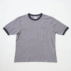 FELCO (フェルコ) S/S RINGER POCKET TEE BOYISH STRIPE - 108BLUE_WHITE&CHARCOAL STRIPE ストライプTシャツ メンズ
