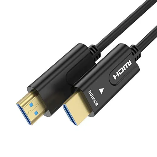 光ファイバー HDMI ケーブル 50M, UGOMI ファイバーHDMI 4K60HZ 光速 HDMI2.0b サポート18Gbps, ARC, Dolby Vision, 3D, HDCP2.2, HDR10, CEC/EDID, 4:4:4 任天堂,