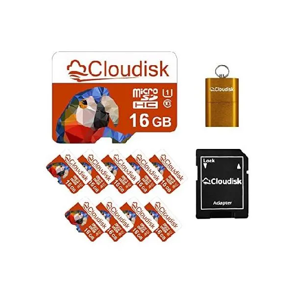 Cloudisk Parrot-Prime Micro SDカード 10枚パック 16GB フラッシュメモリカード C10 A1 U1 Micro SDHC SDカードアダプター付き カードリーダー(16GB)_並行輸入