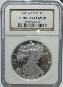 2007-W プルーフ アメリカン シルバー イーグル NGC PF-70 ウルトラカメオ