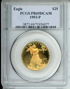 1993-P 25 ドル ゴールド イーグル 1/2 オンス PCGS PF69 プルーフ コイン PR69 キー デート!!!