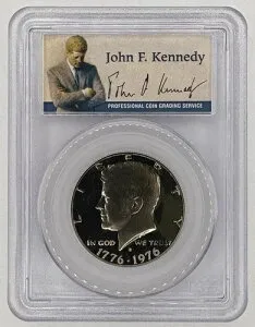 1976-S ケネディ ハーフ ダラー クラッド 50C ~ PCGS PR69DCAM ~ 署名ラベル ~ 送料無料!