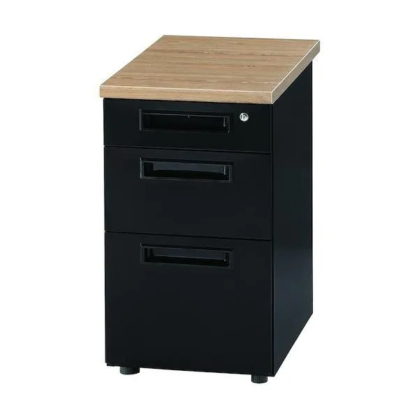 井上金庫販売 脇机 W400D700H700 本体ブラック/天板ナチュラル ブラック GSD-B047-3 NA 1点