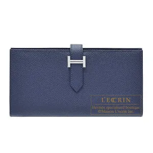 エルメス ベアンスフレ ブルーサフィール ヴォーエプソン シルバー金具 HERMES Bearn Soufflet Blue saphir Epsom leather Silver hardware