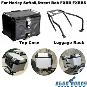 ブラック リア 42L トップ テール ケース 荷物ラック ブラケット付き ハーレー ソフテイル FXST 18up用 Black Rear 42L Top Tail Case w/Luggage Rack Bracket For Harley Softail FXST 18up 【並行輸入品】