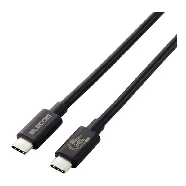 ELECOM USB4-V2CCE10NBK ブラック [TypeCケーブル (C to C) 1m 充電/データ転送 PD EPR 240W 超高速充電 5A USB4]
