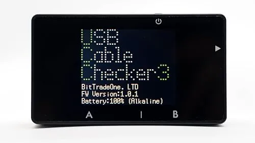 BitTradeOne USBケーブルチェッカー3 - プロフェッショナルUSBケーブル&ポートテスター、USB4、PD EPR 240Wをサポート、Eマーカー読み取り、ワイヤー接続と抵抗測定、1.75インチLCD - ADUSBCIM3U