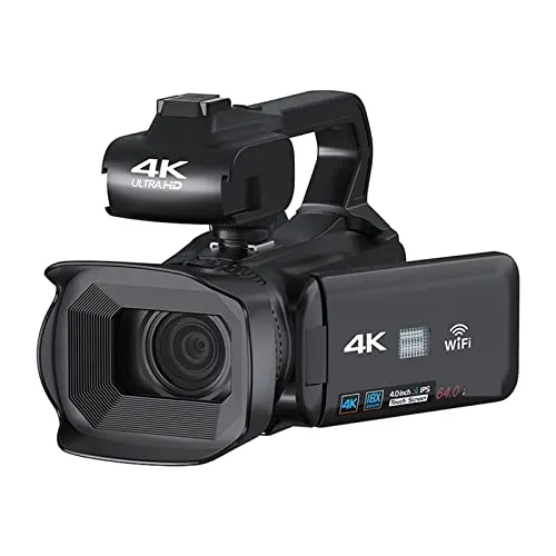 デジタルカメラ 18X デジタル Vlog ビデオカメラ 4K プロフェッショナル ビデオ カメラ ストリーム ウェブカメラ オート フォーカス 64MP 写真レコーダー タイム ラプス 携帯便利(Size:16G SD Card,Color:Standa