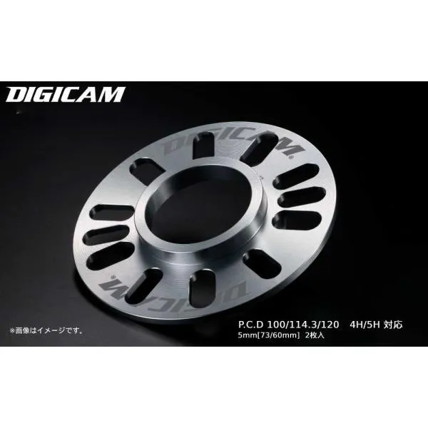 【P最大10倍 4/25限定】デジキャン/ケースペック A6061-T6アルミ製 DIGICAM ハブリング付スペーサー 5mm[73/60mm] 2枚入 HRSP0003