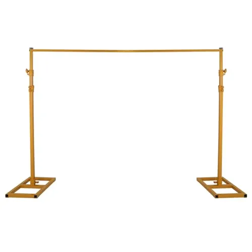 EBTOOLS プレミアムアイアン背景スタンド、エレガントなゴールド仕上げ、調節可能な高さ120-300cm 幅200-300cm、写真撮影用の大きなベースプレート付き、結婚式、誕生日パーティーの装飾。