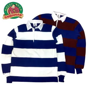カナダ製 送料無料 BARBARIAN【バーバリアン】CT-RUGGER L/S 7 8 MAINE別注ボーダー 長袖 ラグビーシャツ メンズ(男性用)【smtb-m】