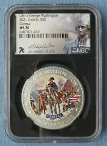 2021 Cook Is $2 Life of George Washington General - NGC MS 70 1/2 オンス シルバー 7K