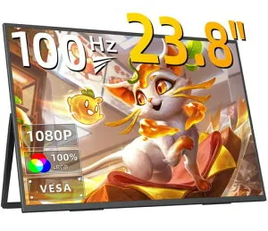 KEEPTIMEモバイルモニター23.8インチ1080P100HZ非光沢画面持ち運びVESA対応ポータブルモニター大画面広色域大型自立型スタンドIPS液晶パネルUSBType-C/HDMI端末/