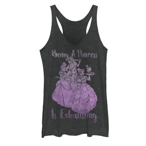 ディズニー レディース トップス Tシャツ Juniors' Disney's Princess Exhausted Princesses Tank Top Black Heather ブラック