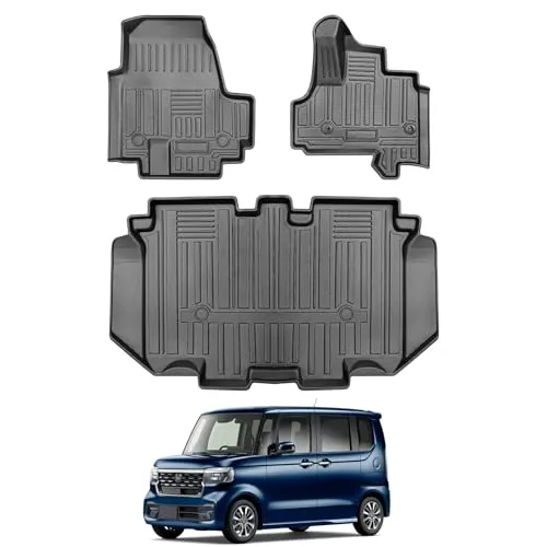 Shvgen 適合対応ホンダ nbox jf5 jf6 2024年-現行 対応 honda n-boxアクセサリー 3点セット 3D nbox jf5 アクセサリー カーマット TPE材質 防水 耐摩擦 耐汚 簡単取付れ カーパーツ (ブラック)