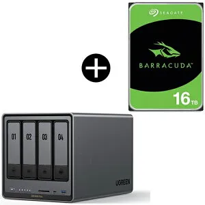 【国内正規店】【HDDセット】 UGREEN DXP4800Plus NASync NAS 4ベイ + Seagate ST16000DM001 ハードディスクセット 16TB ネットワークHDD スマホ連携 写真バックアップ 初心者向け NFCワンタッチ接続