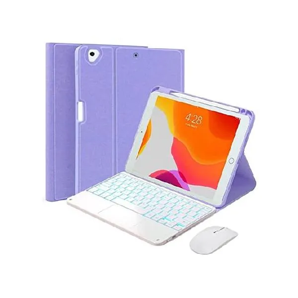 QYiiD Touchpad Keyboard Case for iPad 9th/8th/7th Generation 10.2 inch, Magnetically Detachable Backlit Keyboard Mouse, Smart Folio with Penc_並行輸入
