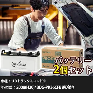 車 バッテリー UDトラックス コンドル 2008(H20)/ BDG-PK36CFB 寒冷地 6400cc GSユアサ PRX-130E41R×2個 車検整備 自動車用品 【大型直送品】【H31006】