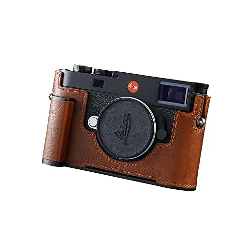 SIUTATDSH カメラハーフケース Leica M11/M11-P用 ビンテージメタル 本革 カメラ保護ケース スタイリッシュ ポータブル 耐衝撃 (コーヒー色 B)