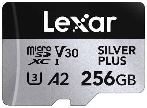 Lexar Silver Plus 256GB Micro SDカード 最大205MB/s MicroSDXC UHS-Iフラッシュメモリーカード アダプター付き C10 U3 A2 V30対応 フルHD 4K UHD 高速TFカード ドローン アクション