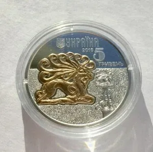 鹿 ウクライナ 5 UAH 銀メッキ 1/2オンス コイン 2016年 動物文化 UC# 251