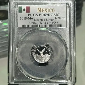 2018-Mo メキシコ 1/20 オンスシルバー リベルタ PCGS PR69DCAM