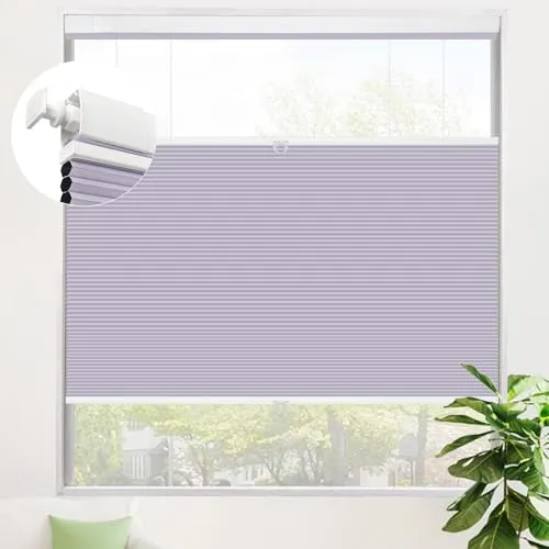 SAIFANSI ハニカムシェード つっぱり式 上下開閉 ハニカムスクリーン コードレス オーダーメイド 1級遮光 遮熱 防寒 防音 UVカット 省エネ 取付簡単 プリーツスクリーン パープル 幅60×丈120