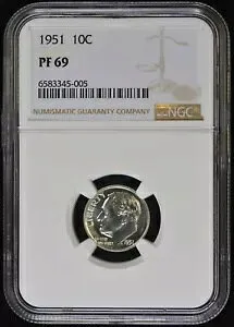 1951 ルーズベルト 10c ダイム NGC PF 69