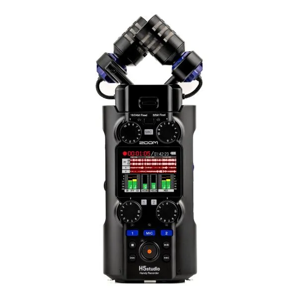 ZOOM H5studio 大口径ステレオマイク スタジオグレードプリアンプ 32bitフロート録音 ハンディレコーダー