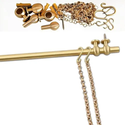 ピクチャーレール 真鍮製 絵画吊りレール 絵画吊り下げキット 調整可能なチェーン付き真鍮製ハンギングレール ギャラリーレールシステム 自宅・オフィス・展示会に最適 油絵・額縁・鏡に対応 簡単取り付け(1.70m (66.9in))