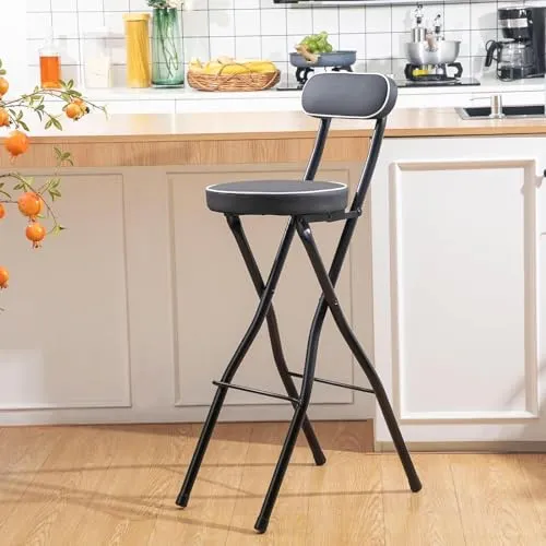 ハイスツール 椅子 折畳み 高い椅子 カウンターチェア、折りたたみ椅子 バーチェア 背もたれ付き、キッチンチェア ダイニングチェア キッチン 台所 パイプ いす、耐荷重150kg 座席高さ 50cm/60cm/70cm 折畳みスツール、会議 ダイニング イ