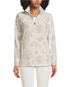 ランズエンド レディース アウター ジャケット・ブルゾン プリント フリース Lands' End Women's Anyweather Fleece Full Ziprint Jacket Champagne floral シャンパン