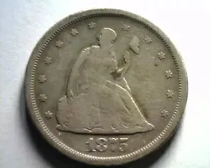 1875-S 20 セント ピース ファイン / ベリー ファイン F/VF 素敵なオリジナル コイン ボブズ コイン