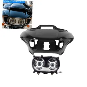 Headlight ハーレーツーリングロードグライド15+に適合するインナーアウターフェアリングデュアルクロムヘッドライト Inner Outer Fairing Dual Chrome Headlight Fit For Harley Touring Road Glide 15+【並行輸入品