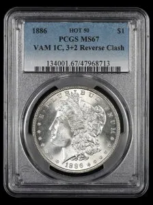 1886 $1 VAM 1C 3+2 リバースクラッシュ PCGS MS67 ホット50 タイド 最高級品