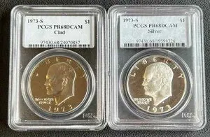 1973-S クラッド＆1973-S シルバー アイク アイゼンハワー ドル PCGS PR68DCAM プルーフ ロット