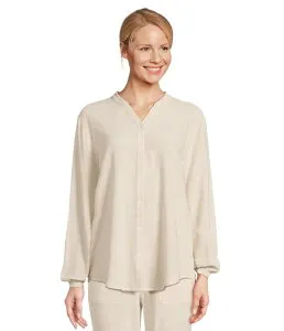 ベアフットドリームス レディース トップス シャツ ブラウス リネン Barefoot Dreams Linen Blend Blouse He Bisque