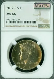 2017 P ケネディ ハーフダラー NGC MS66 PQ MAC スポットレス *