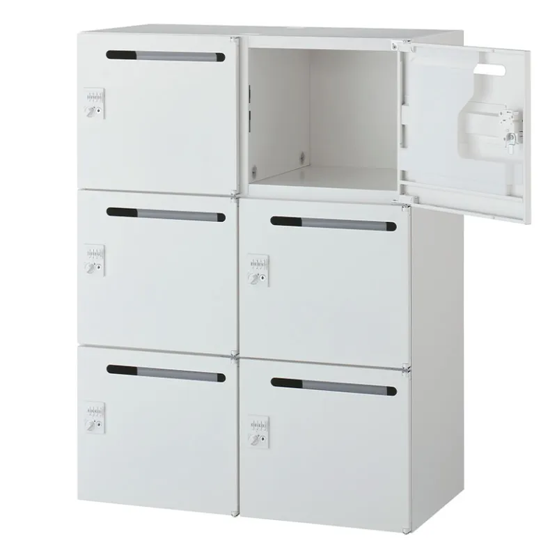 クウォール 6人用 2列3段 メールボックス ダイヤル錠 鍵付き ホワイト 幅900×奥行450×高さ1200mm メールロッカー パーソナルロッカー 個人ロッカー RW45-612P-D2 【国産】 【完成品】