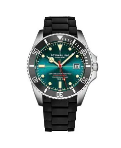 ストゥーリング メンズ アクセサリー 腕時計 Stuhrling Depthmaster Heritage 4087 Men ’ swiss Quartz Diver Watch 44mm Black Dial with Red Accents Teal gradient ティール